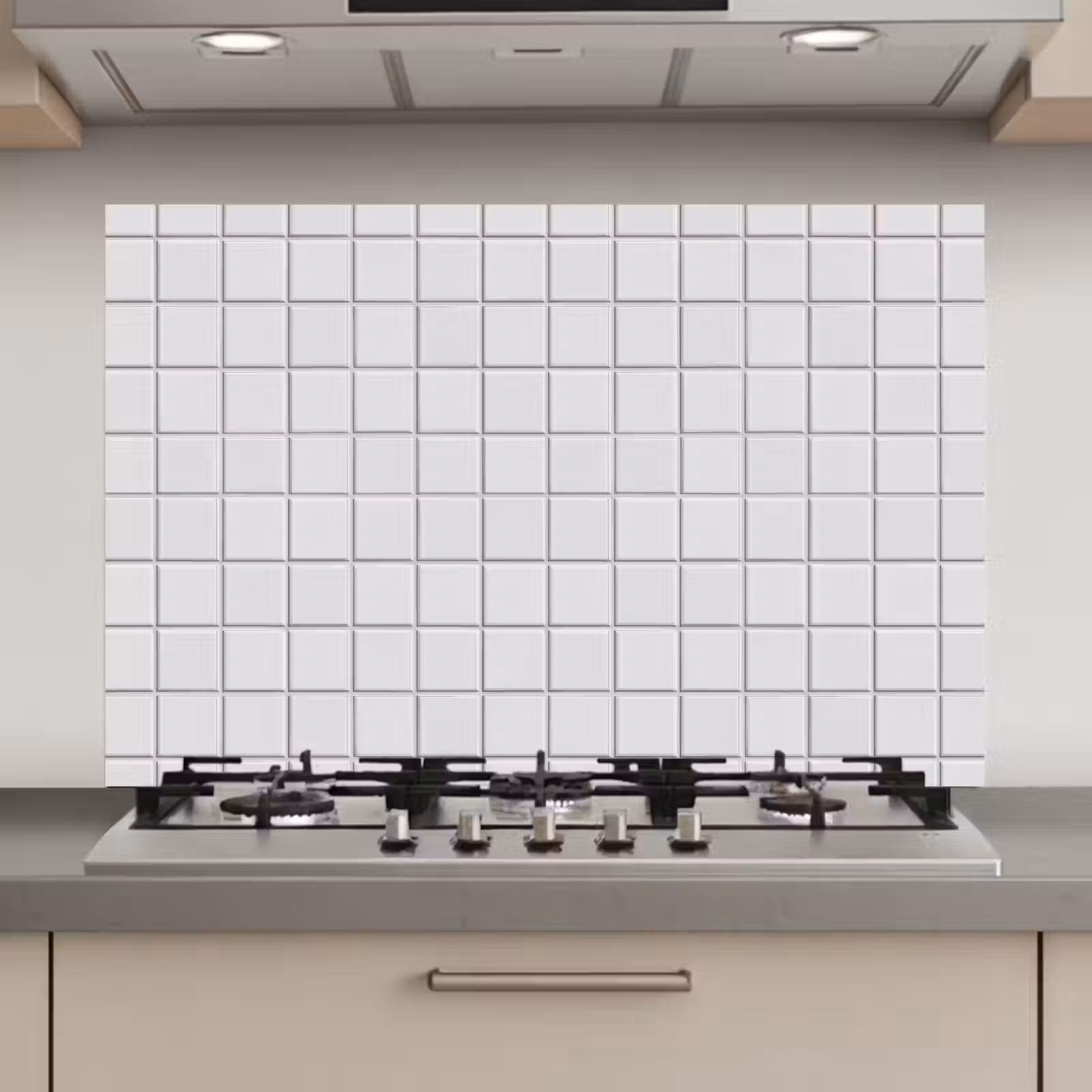 Spatscherm keuken - Patroon - Tegels - Grijs - Wit — 1