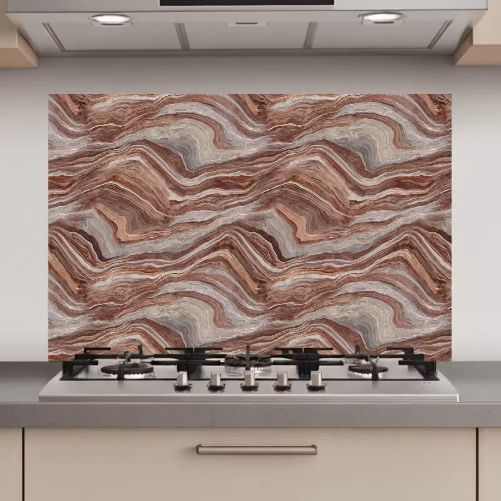 Spatscherm keuken - Patroon - Zandsteen - Travertijn — 1