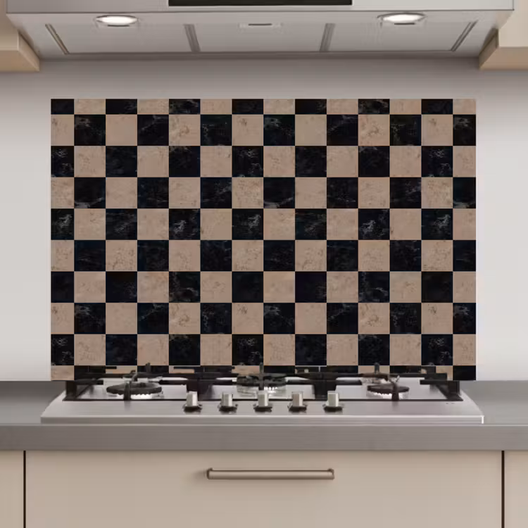 Spatscherm keuken - Patroon - Dambord - Marmer — 1