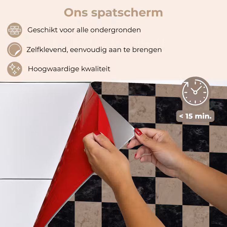 Spatscherm keuken - Patroon - Dambord - Marmer — 4