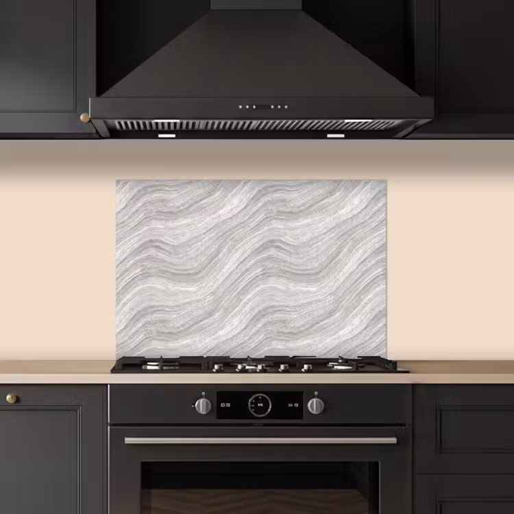 Spatscherm keuken - Patroon - Helder - Wit - Grijs — 2