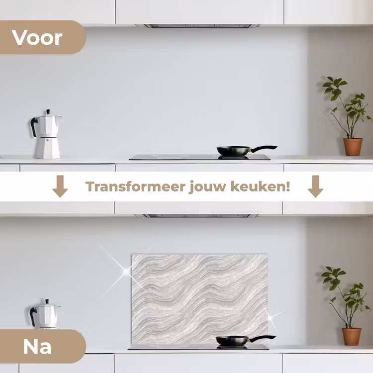 Spatscherm keuken - Patroon - Helder - Wit - Grijs — 3