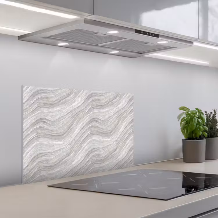 Spatscherm keuken - Patroon - Helder - Wit - Grijs — 5