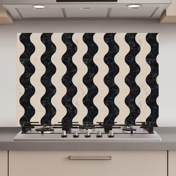 Spatscherm keuken - Patroon - Marmer - Groen - Cremé — 1