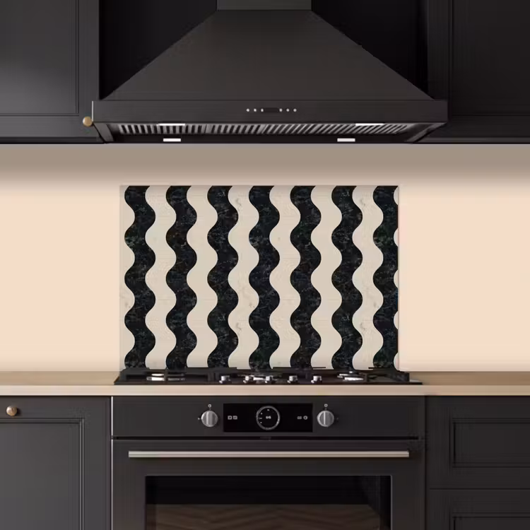 Spatscherm keuken - Patroon - Marmer - Groen - Cremé — 2