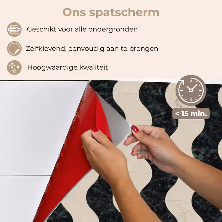 Spatscherm keuken - Patroon - Marmer - Groen - Cremé — 4