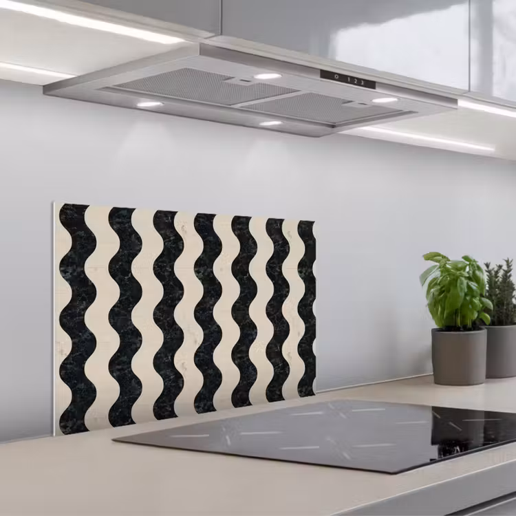 Spatscherm keuken - Patroon - Marmer - Groen - Cremé — 5