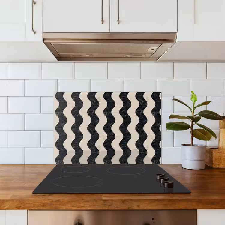 Spatscherm keuken - Patroon - Marmer - Groen - Cremé — 6