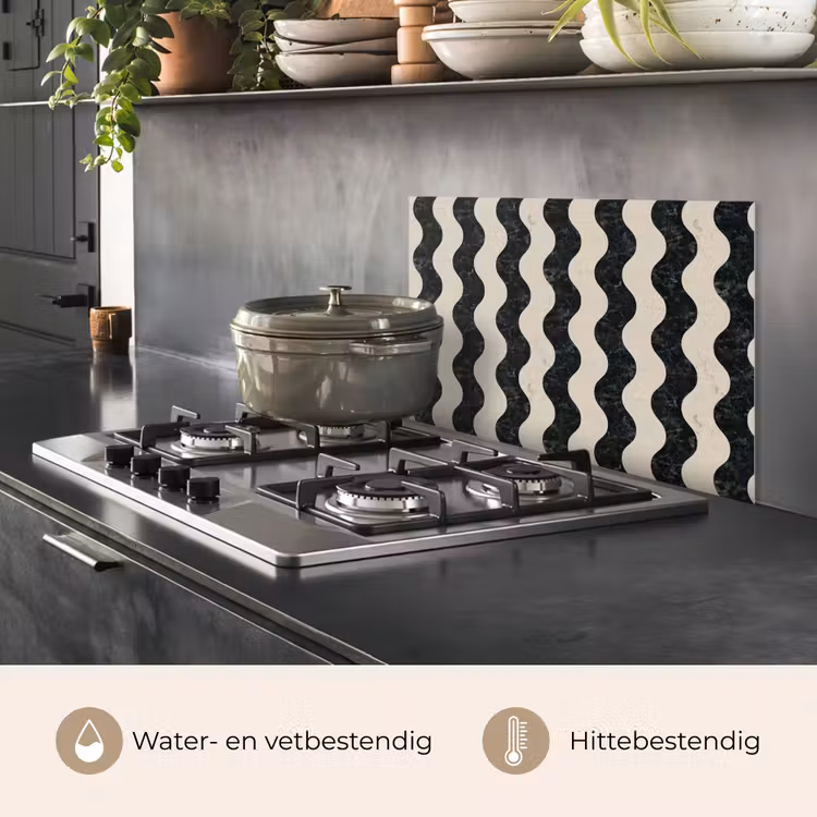 Spatscherm keuken - Patroon - Marmer - Groen - Cremé — 7