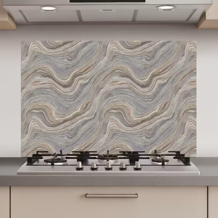 Spatscherm keuken - Patroon - Sereen - Paars - Groen — 1