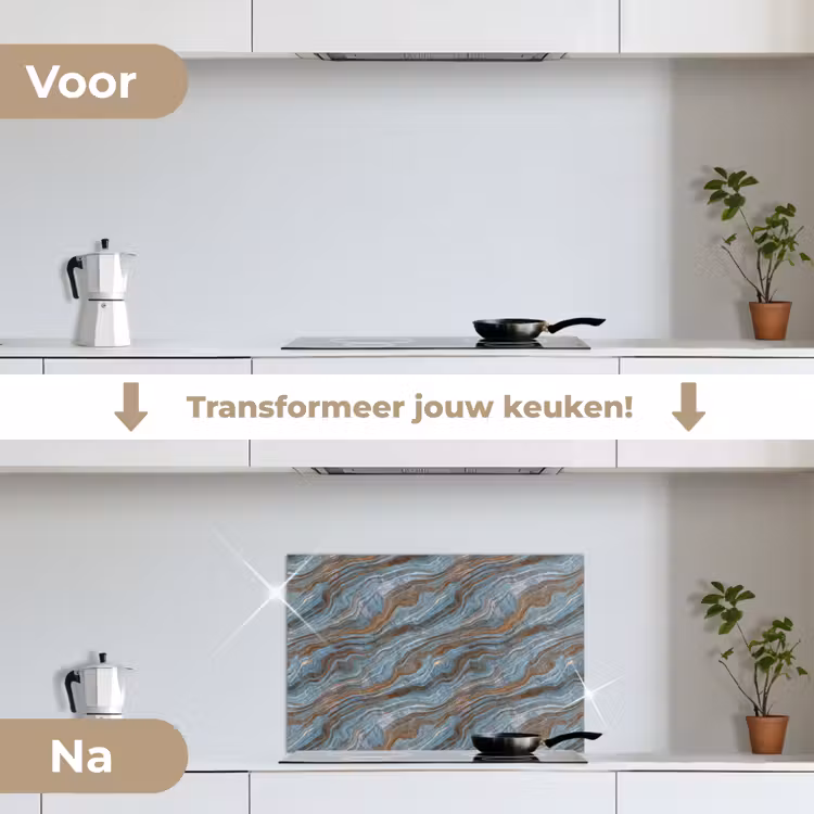 Spatscherm keuken - Patroon - Steen - Blauw — 3