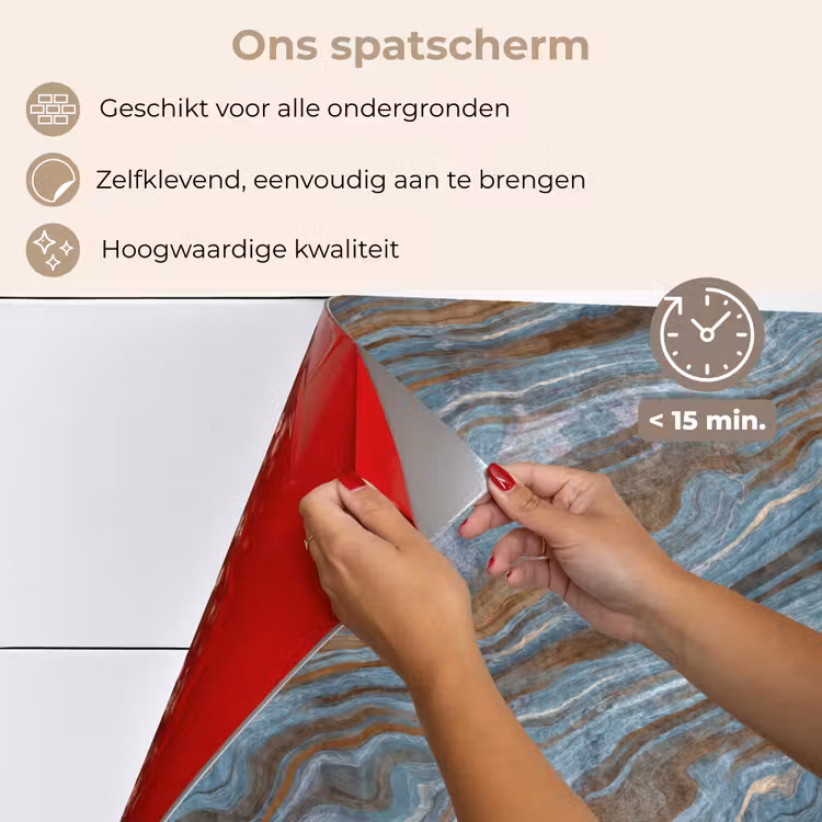 Spatscherm keuken - Patroon - Steen - Blauw — 4