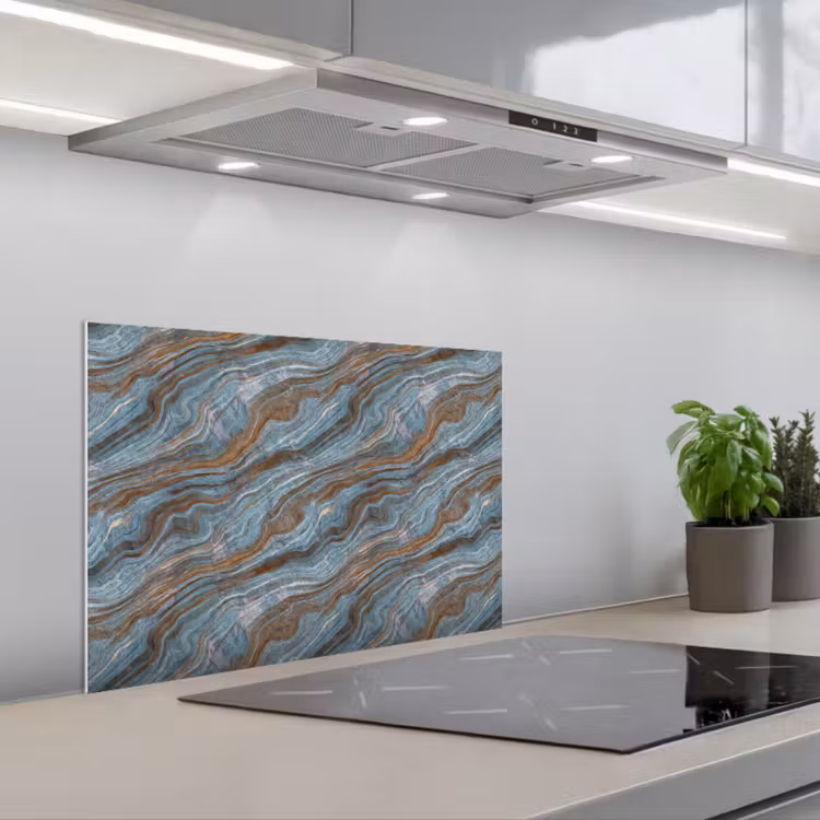 Spatscherm keuken - Patroon - Steen - Blauw — 5