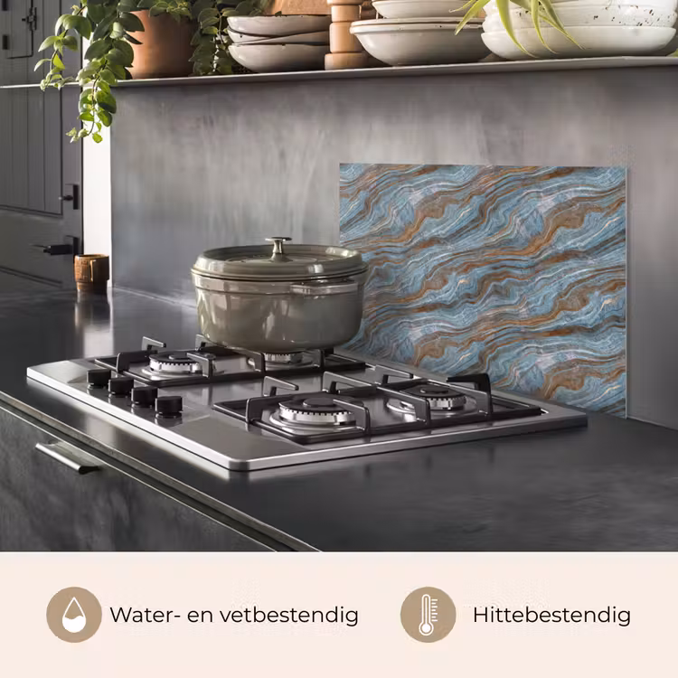 Spatscherm keuken - Patroon - Steen - Blauw — 7