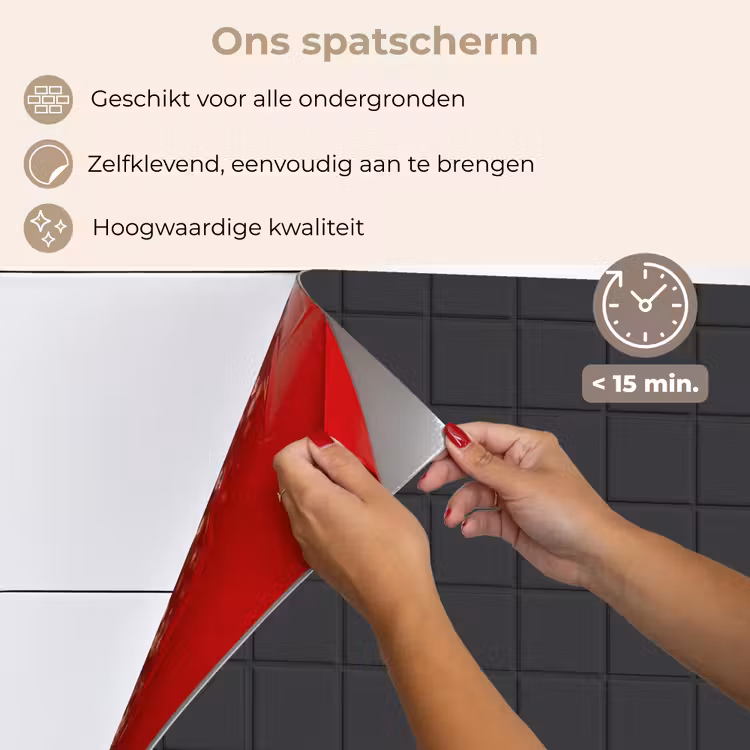 Spatscherm keuken - Patroon - Tegel - Antraciet — 4