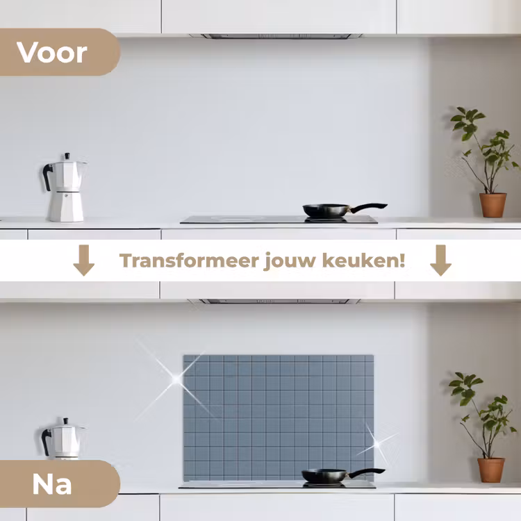 Spatscherm keuken - Patroon - Tegel - Blauwgrijs — 3
