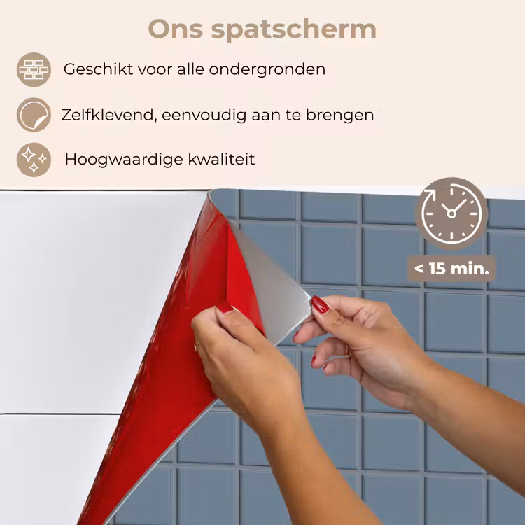 Spatscherm keuken - Patroon - Tegel - Blauwgrijs — 4