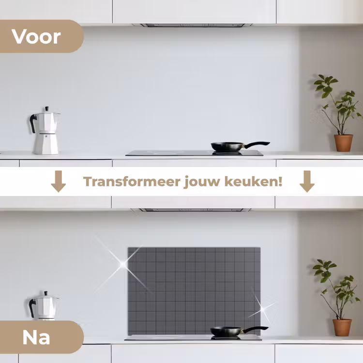 Spatscherm keuken - Patroon - Tegel - Grafiet - Grijs — 3