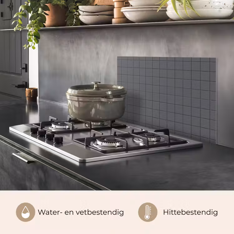 Spatscherm keuken - Patroon - Tegel - Grafiet - Grijs — 7