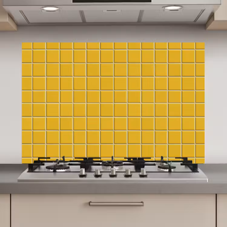 Spatscherm keuken - Patroon - Tegel - Okergeel — 1