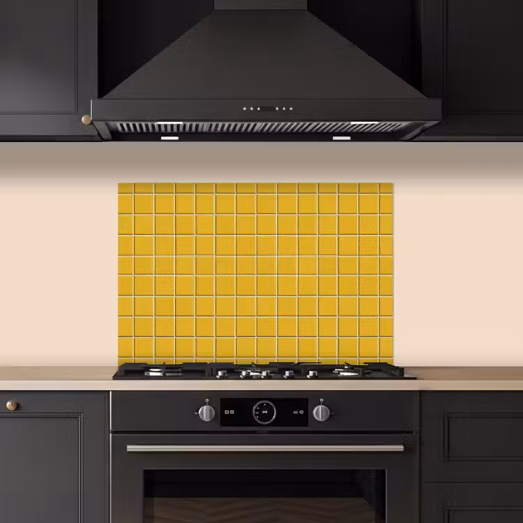 Spatscherm keuken - Patroon - Tegel - Okergeel — 2