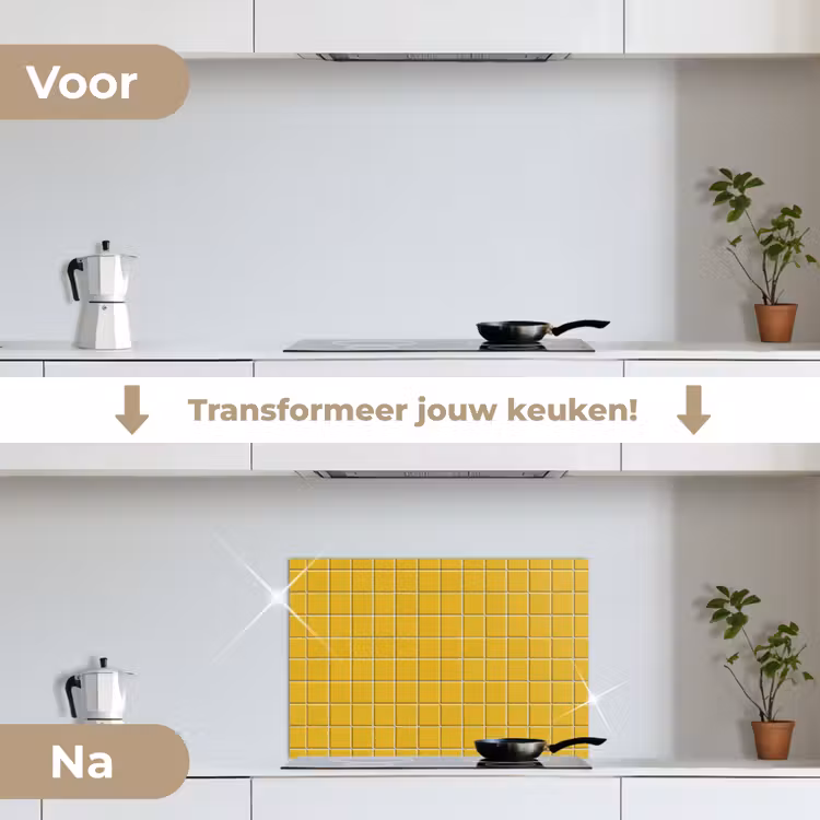 Spatscherm keuken - Patroon - Tegel - Okergeel — 3