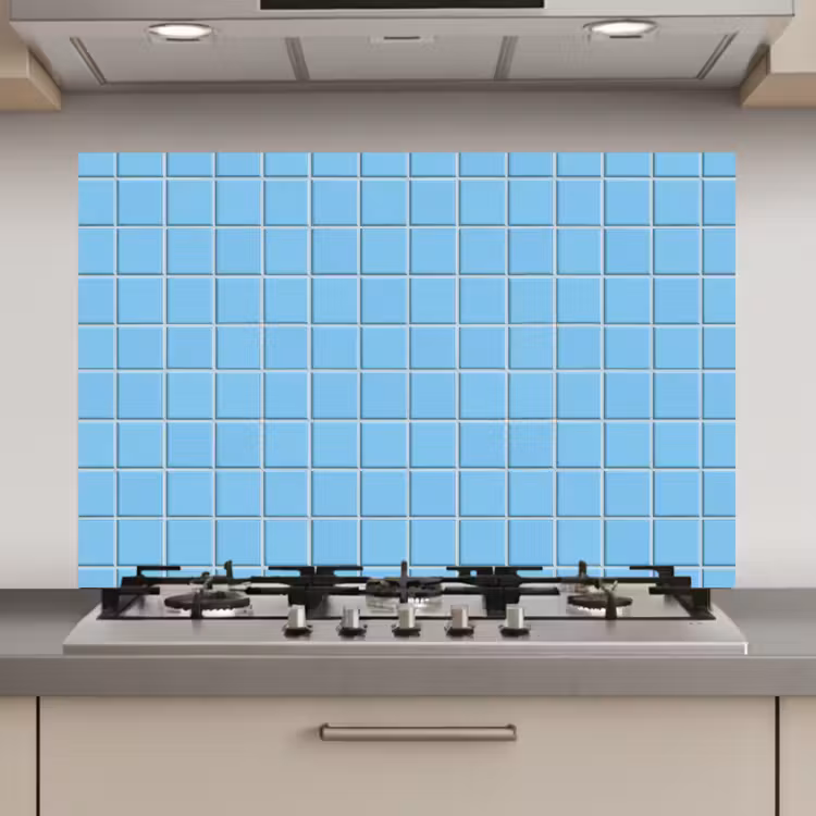 Spatscherm keuken - Patroon - Tegel - Pastel - Blauw — 1