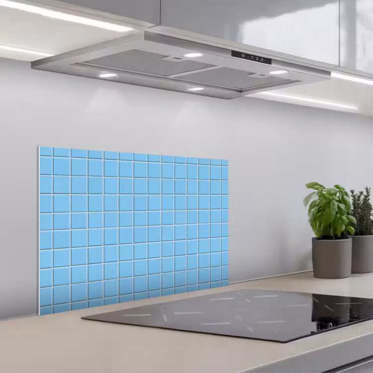 Spatscherm keuken - Patroon - Tegel - Pastel - Blauw — 5