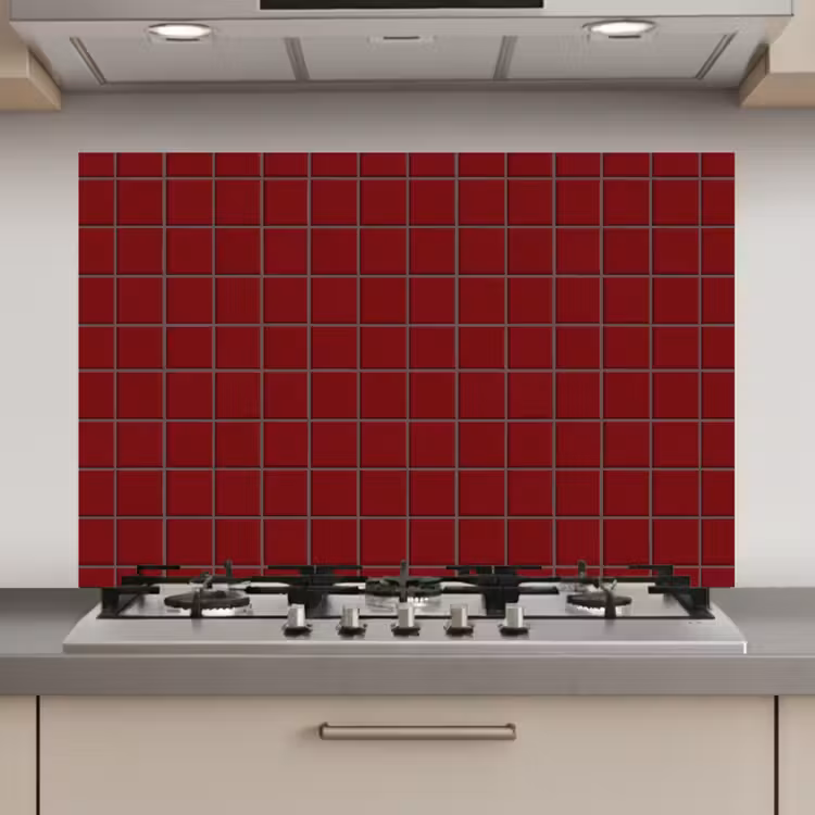 Spatscherm keuken - Patroon - Tegels - Burgundy — 1
