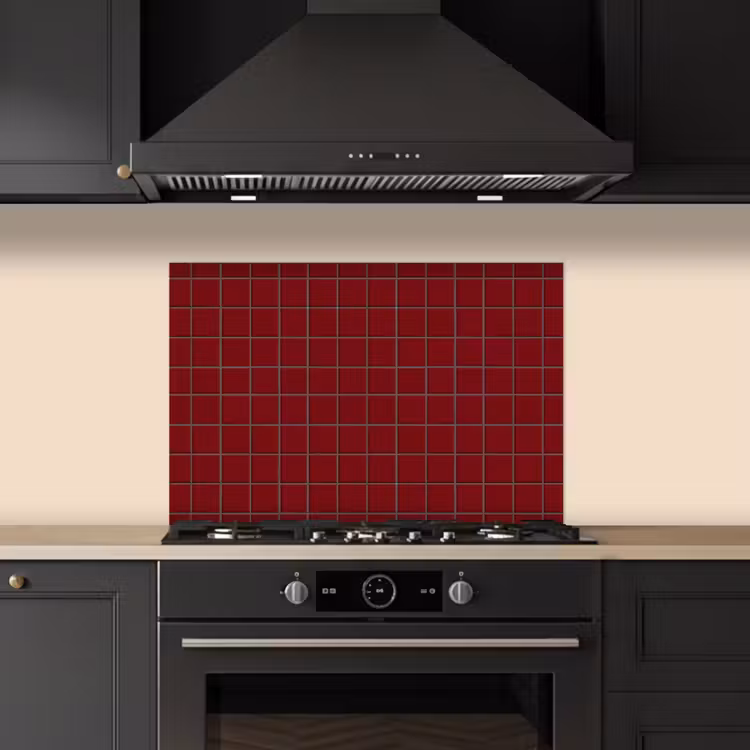 Spatscherm keuken - Patroon - Tegels - Burgundy — 2