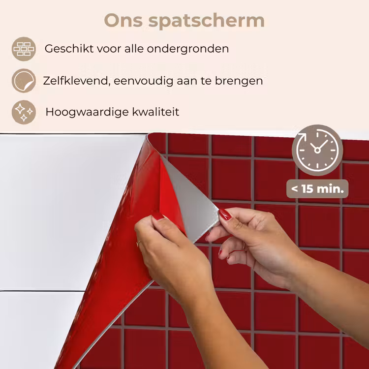 Spatscherm keuken - Patroon - Tegels - Burgundy — 4