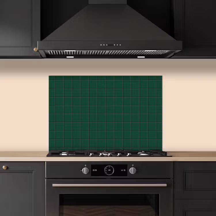 Spatscherm keuken - Patroon - Tegels - Dennen - Groen — 2