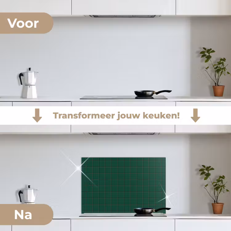 Spatscherm keuken - Patroon - Tegels - Dennen - Groen — 3