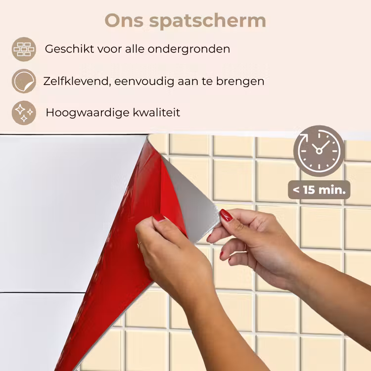 Spatscherm keuken - Patroon - Tegels - Gebroken - Wit — 4