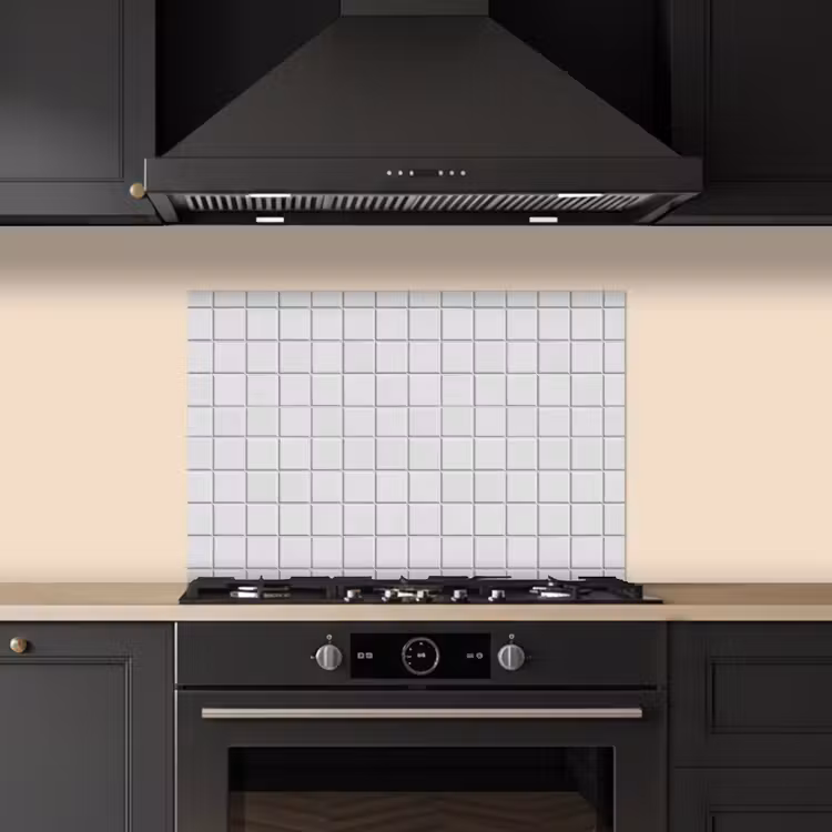 Spatscherm keuken - Patroon - Tegels - Grijs - Wit — 2