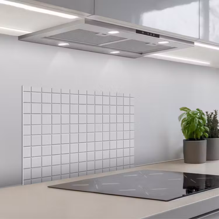 Spatscherm keuken - Patroon - Tegels - Licht - Grijs — 5