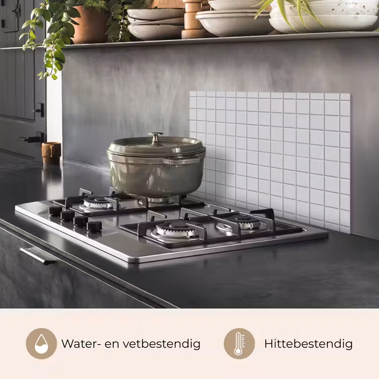 Spatscherm keuken - Patroon - Tegels - Licht - Grijs — 7