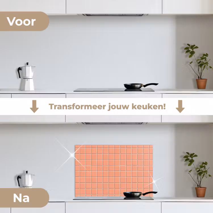 Spatscherm keuken - Patroon - Tegels - Perzik — 3