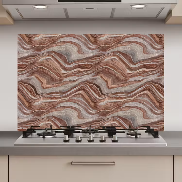 Spatscherm keuken - Patroon - Zandsteen - Travertijn — 1