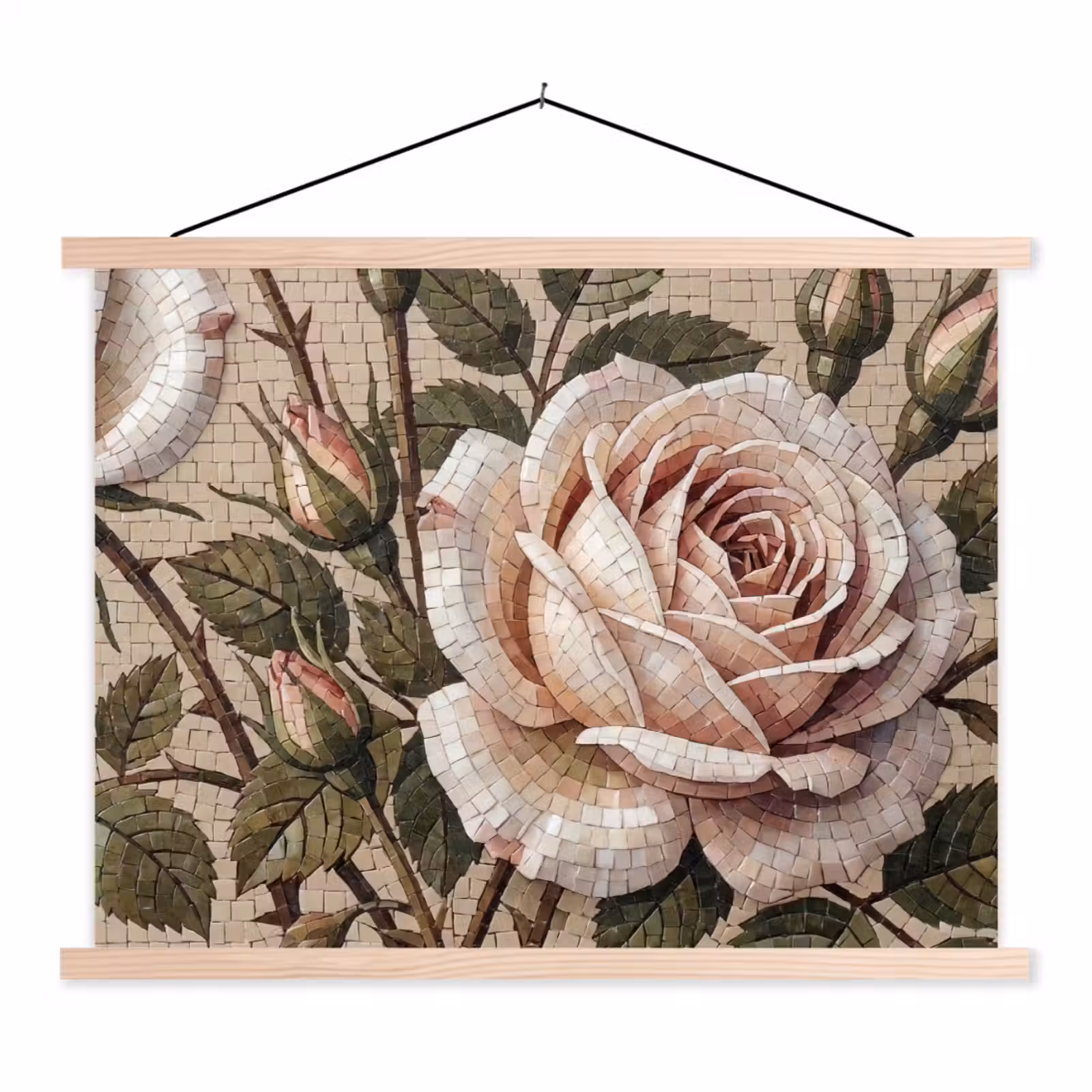 Schoolplaat - Roos - Mozaïek - Bloemen - Klassiek - Beige — 1