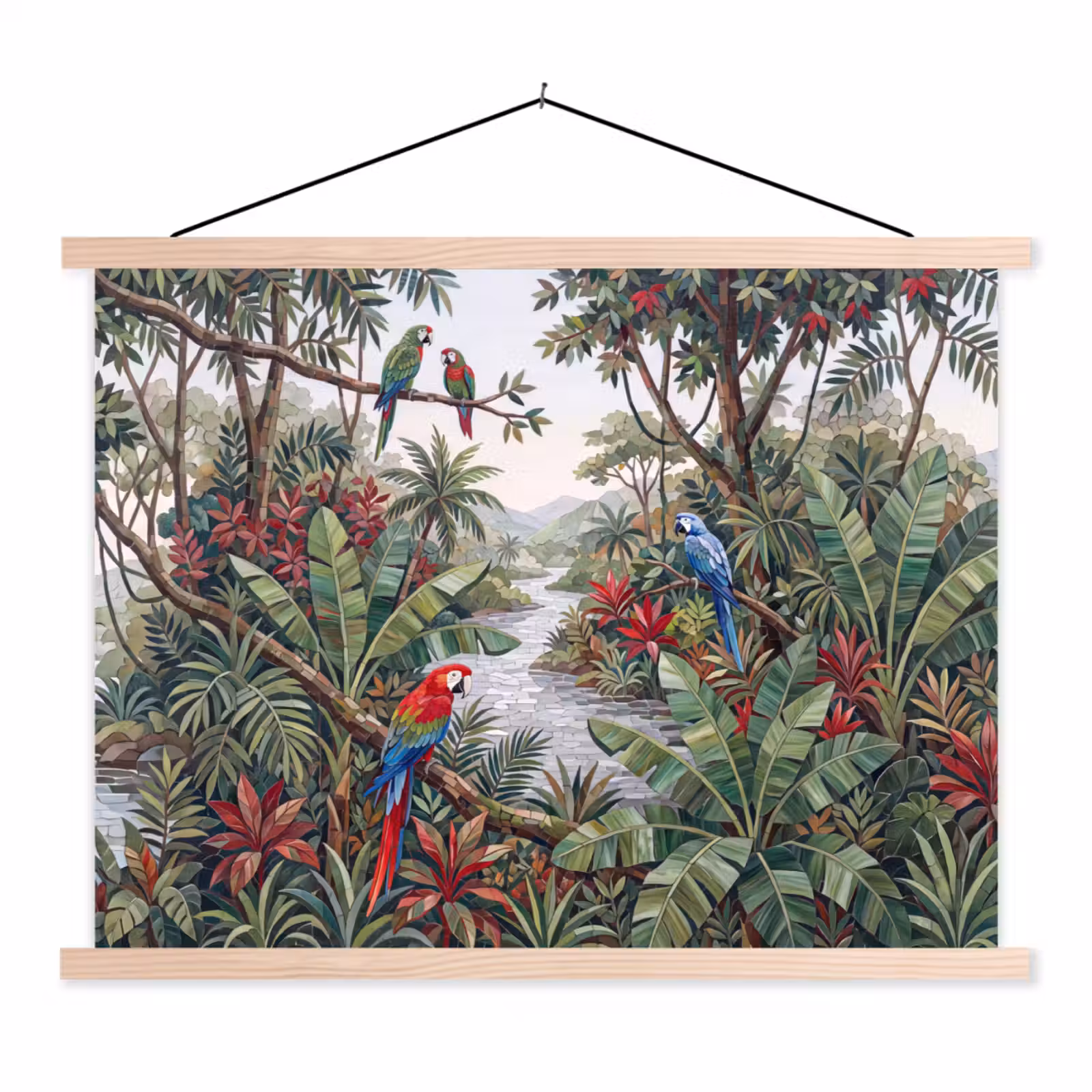 Schoolplaat - Vogel - Jungle - Natuur - Mozaïek - Groen — 1