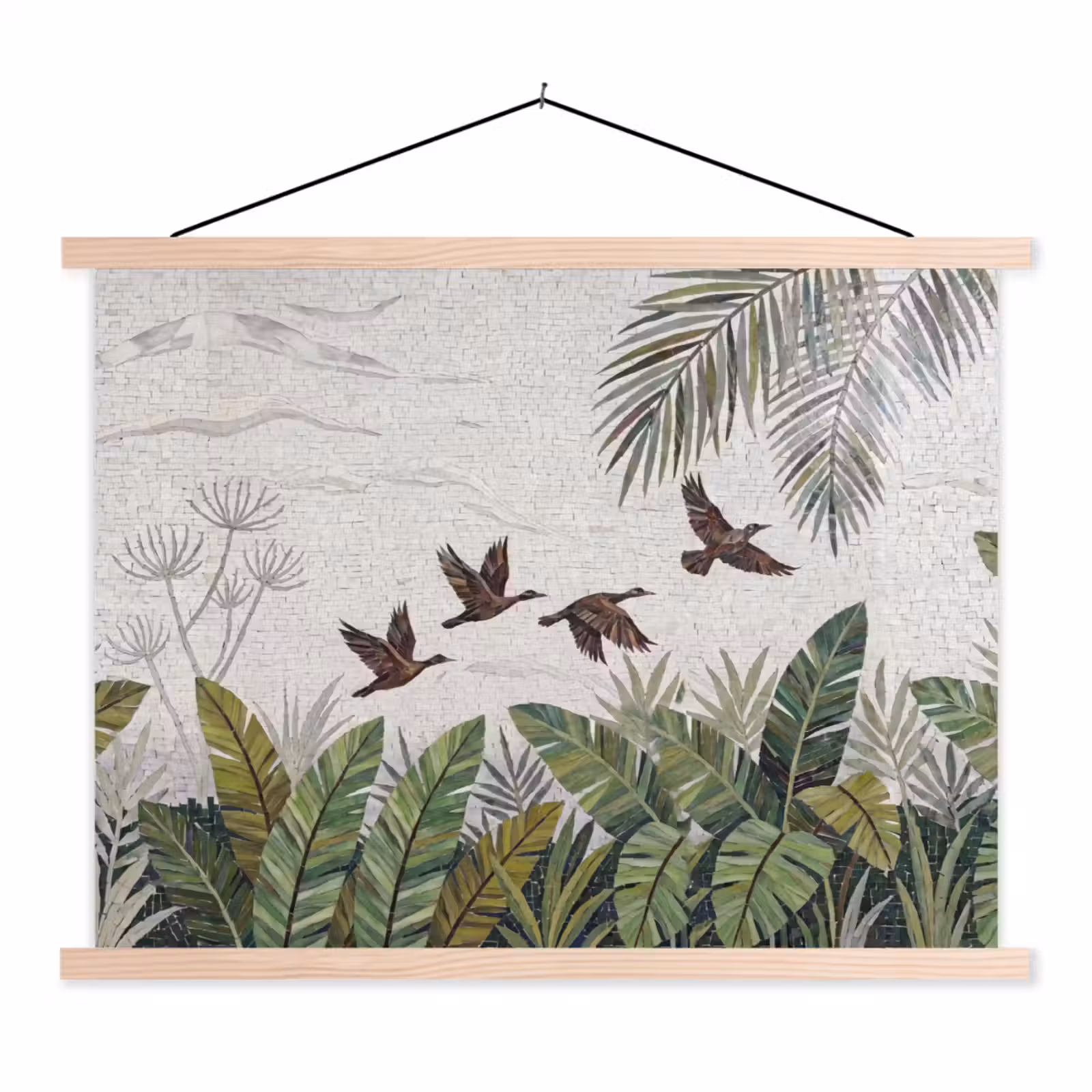 Schoolplaat - Vogel - Vliegend - Tropisch - Mozaïek - Groen — 1