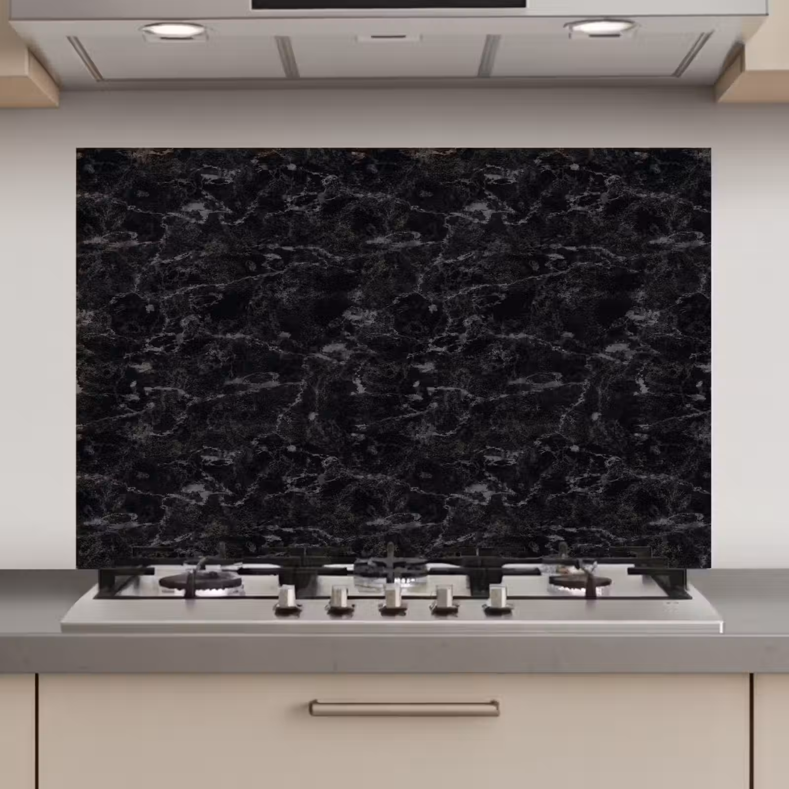 Spatscherm keuken - Marmer - Aders - Zwart — 1