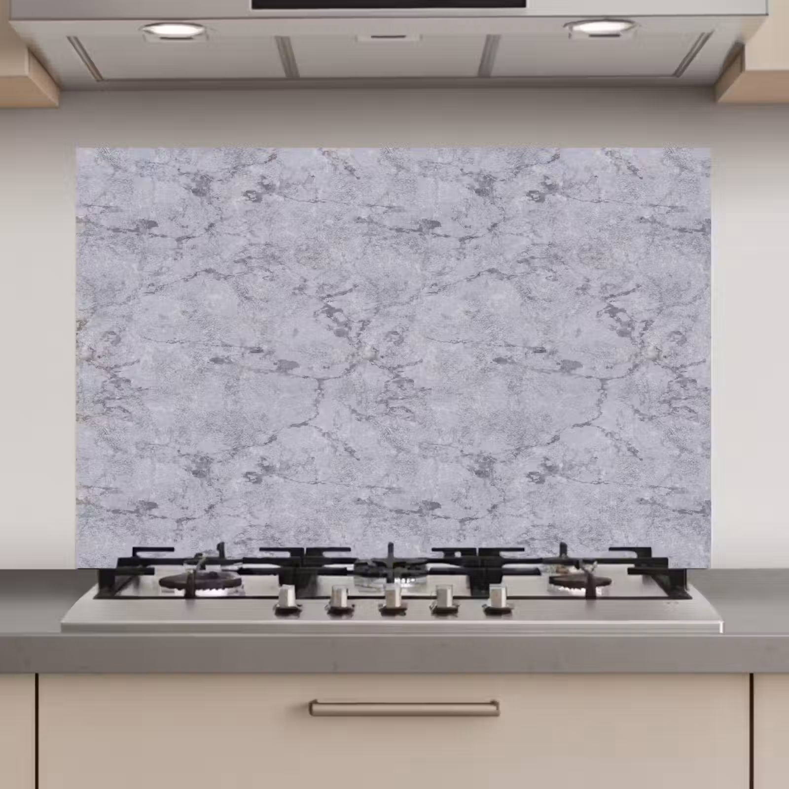 Spatscherm keuken - Marmerplaat - Patroon - Grijs — 1