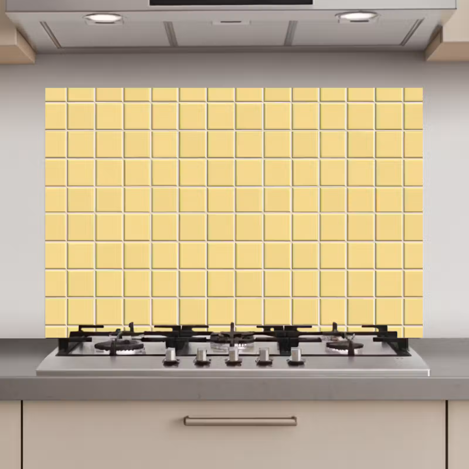 Spatscherm keuken - Patroon - Tegels - Geel — 1