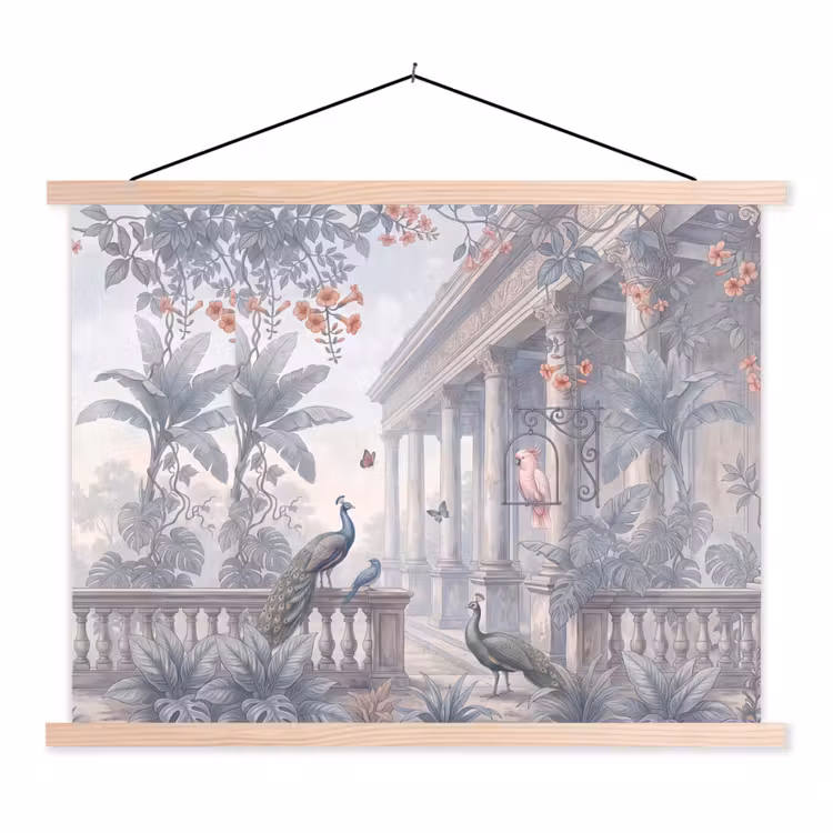 Schoolplaat - Vogel - Pauw - Architectuur - Klassiek - Groen — 1