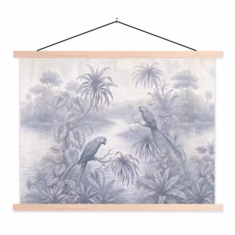 Schoolplaat - Vogel - Rivier - Tropisch - Illustratie - Blauw — 1