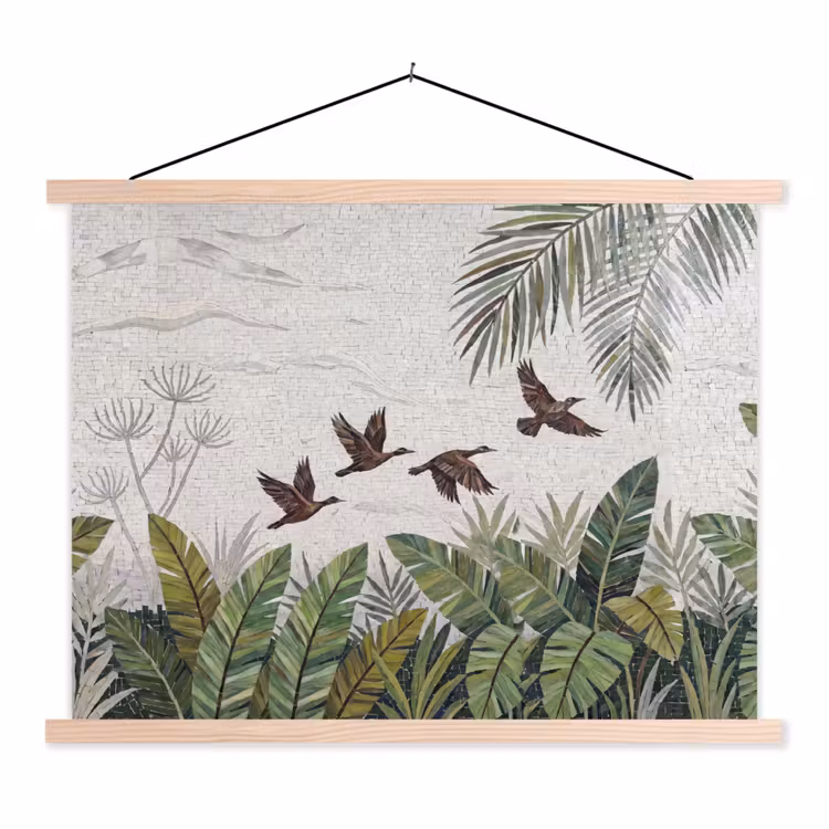 Schoolplaat - Vogel - Vliegend - Tropisch - Mozaïek - Groen — 1