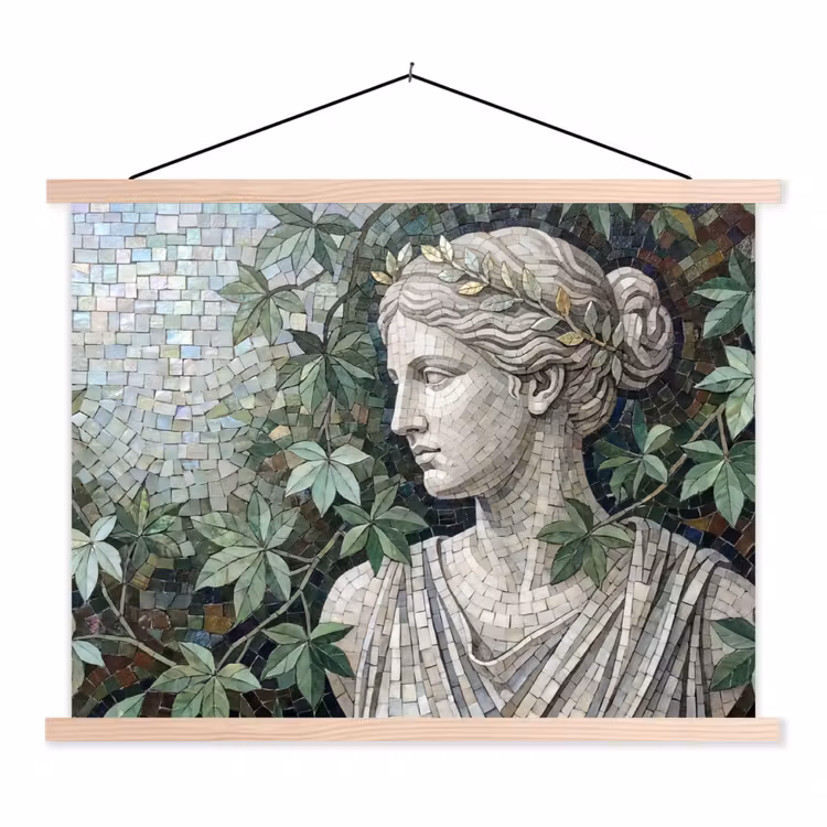 Schoolplaat - Vrouw - Klassiek - Mozaiëk - Natuur - Groen — 1