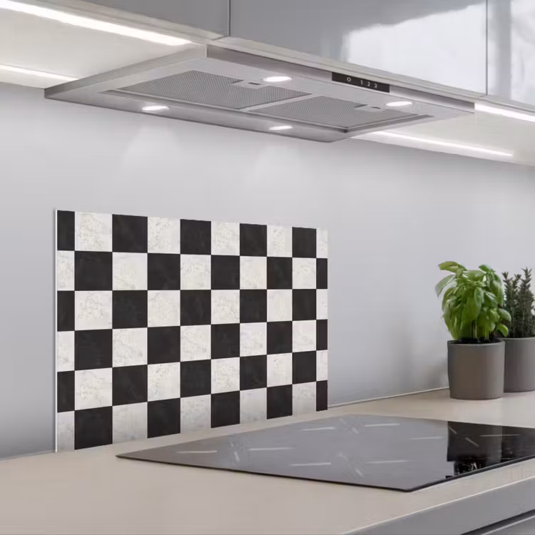 Spatscherm keuken - Dambord - Marmer - Zwart - Wit — 5